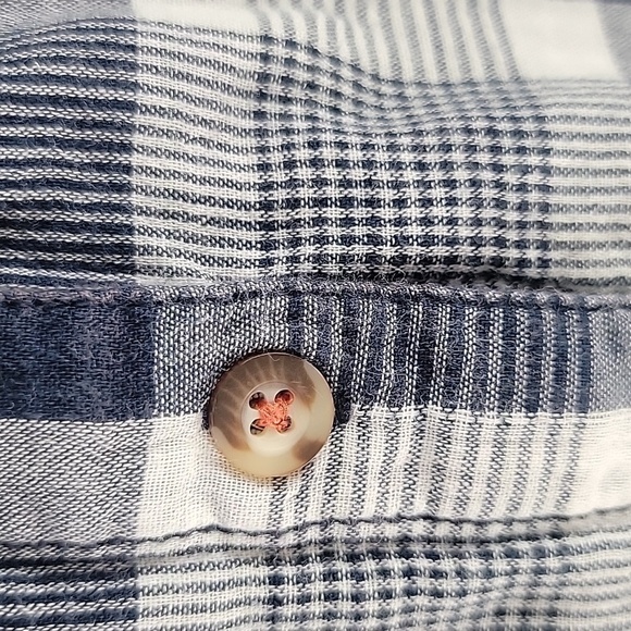 Anthropologie Pilcro Boyfriend Plaid Shirt Sz XS/S Oversized Blue Button Down - Picture 8 of 13